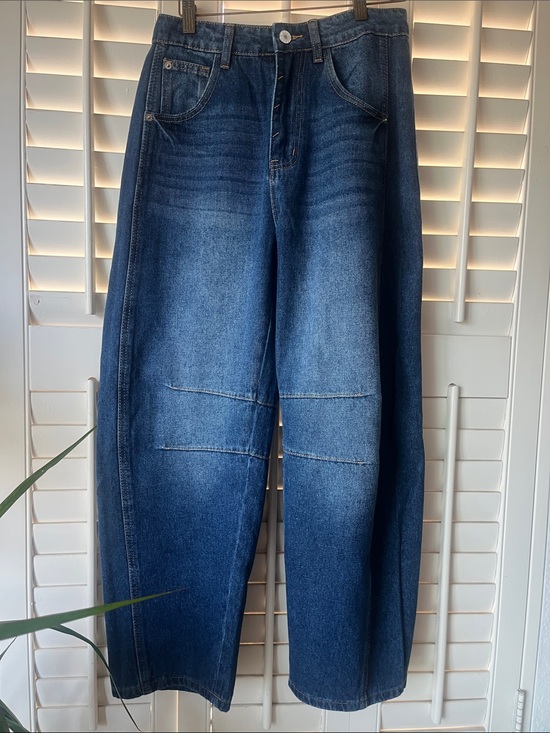 Denim - 🌟 Women’s High-Waisted Barrel Jeans | Horseshoe/Balloon Fit | Indigo Wash 🌟